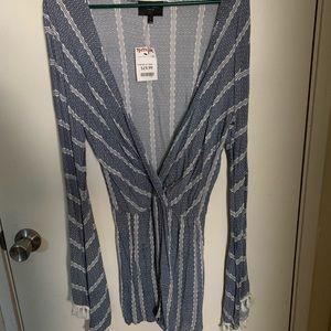 Romeo + Juliet Couture Blue and White Boho Romper